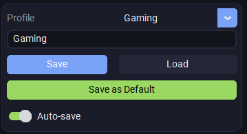 Profile features view showing configurable options